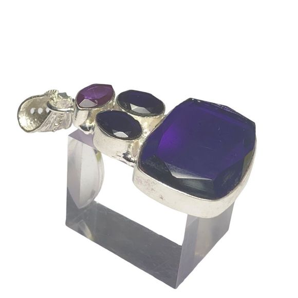 Amethyst Pendant Handmade Stampd 925 - Picture 9 of 10